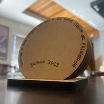 Kit de Porta Copos com Versículos Bíblicos gravados - em MDF - Versículos da Bíblia Gravados a laser