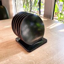 Kit de Porta Copos Minimalista Preto com Suporte - 6 Unidades