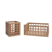 Kit de porta utensílios de bambu e cesto vazado de bambu - Oikos