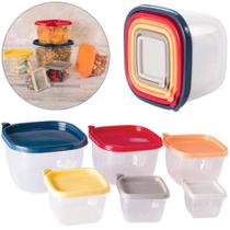 Kit de pote de plastico quadrado com tampa 6 pçs Kit de pote de plastico quadrado com tampa 6 pçs