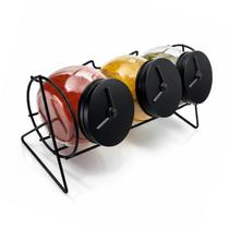 Kit de Pote De Vidro 3 Peças P/ Tempero Tampa De Rosca 200ml