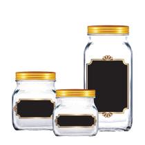 Kit de Pote de Vidro com Tampa Metalizada Ouro Style 3pcs Ruvolo