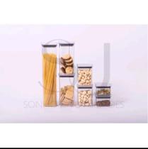 kit de Pote Hermético Quadrado Empilhável Acrílico Lumini com 07 unidades kit de Pote Hermético Quadrado Empilhável Acrílico Lumini com 07 unidades