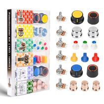 Kit de potenciômetro EEEEE 75 unidades com botões rotativos para guitarra 1k-100k