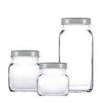 Kit de Potes de Vidro Style Redondo com Tampa Metalizada Prata, 3 pcs Ruvolo