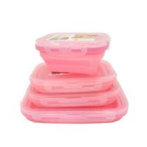Kit de Potes em Silicone Retrátil 4 Peças Rosa - Quanhe