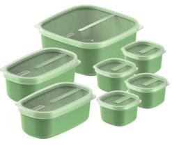 Kit de Potes Hermeticos Antibacteriano Tramontina 7PC Ellegance Green Kit de Potes Hermeticos Antibacteriano Tramontina 7PC Ellegance Green