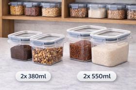 Kit de Potes Herméticos com Trava 4 Unidades