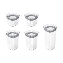 Kit de potes herméticos modular Ou 5 peças Linha Block Kit de potes herméticos modular Ou 5 peças Linha Block