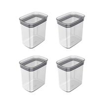 Kit de potes herméticos Ou 4 peças 1,5L Linha Block Kit de potes herméticos Ou 4 peças 1,5L Linha Block