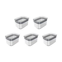 Kit de potes herméticos retangular Ou 5 peças 650ml Linha Block