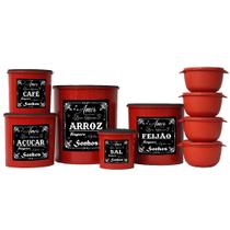 Kit De Potes Mantimentos Cozinha Com 5 Peças Plástico 4 potes Redondos Boll