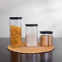 Kit de Potes Modulares de Vidro GlassUP - 3 Peças (800ml, 1,3L, 1,7L)