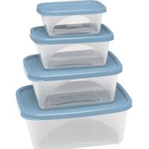 Kit De Potes Organizadores Com Tampa Plástico 4 Peças