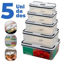 Kit De Potes Plásticos Transparentes Com Tampa Hermética 5 Unidades Top