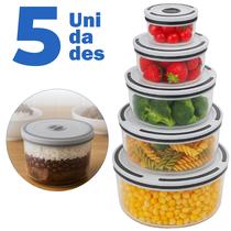 Kit De Potes Plásticos Transparentes Inquebráveis Com Tampa Hermética 5 Unidades Top
