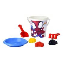 Kit de Praia Spidey 7 Peças Baldinho Pá Rastelo e Forminhas Rosita Kit de Praia Spidey 7 Peças Baldinho Pá Rastelo e Forminhas Rosita