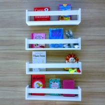 Kit De Prateleiras Porta Livros Quarto De Bebê Nicho 4un55cm