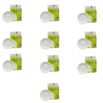 Kit de Prato Raso 15cm Branco para Sobremesa Kerocopo 10 Pacotes com 10 unidades