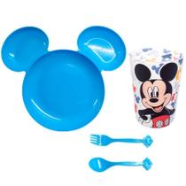 Kit de Prato Talheres e Copo do Mickey BPA Free Infantil
