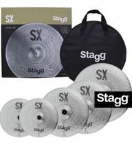 Kit de Pratos para Bateria Stagg Silent SX Set com Bag