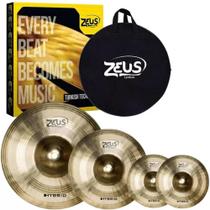 Kit de Pratos Zeus Hybrid Set C Liga B20 14" 16" 20" com Bag