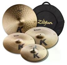 Kit de Pratos Zildjian K Light KP100 com Crashes Thin 17 e 19, Light Ride 22 e Light Hihat 15 e Kit de Pratos Zildjian K Light KP100 com Crashes Thin 17 e 19, Light Ride 22 e Light Hihat 15 e