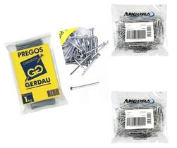 Kit De Pregos 17x21 C/cabeça Galvanizado 1kg + De Aço 200un Kit De Pregos 17x21 C/cabeça Galvanizado 1kg + De Aço 200un