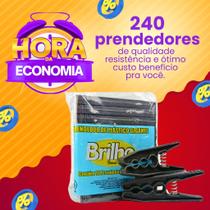Kit de Prendedores de Roupas Plástico Preto Brilho Brasil com 120 ou 240 unidades