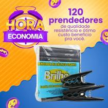 Kit de Prendedores de Roupas Plástico Preto Brilho Brasil com 120 ou 240 unidades