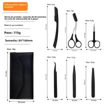 Kit De Preparação De Sobrancelhas Com Tesoura, Pinça, Aplicador De Cílios Postiços E Bolsa De