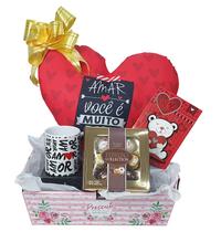 Kit De Presente Almofada Caneca Chocolate Cesta De Amor