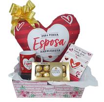 Kit De Presente Almofada Caneca Chocolate Cesta De Amor Kit De Presente Almofada Caneca Chocolate Cesta De Amor