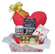 Kit de presente para Namorada Ferrero Rocher Almofada Amor