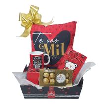 Kit de presente para Namorada Ferrero Rocher Almofada Amor