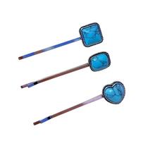 Kit de Presilhas Grampo com Flores ou Coração e Pedras Acrílicas Retrô