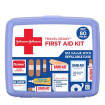 Kit de primeiros socorros Band-Aid Travel Ready Portable 80 unidades Kit de primeiros socorros Band-Aid Travel Ready Portable 80 unidades