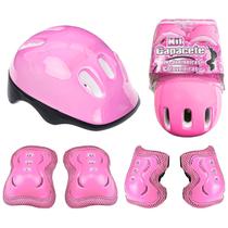 Kit De Proteção Ajustável Capacete Joelheira Cotoveleira 5 Peças Rosa Patins Bicicleta Skate Kit De Proteção Ajustável Capacete Joelheira Cotoveleira 5 Peças Rosa Patins Bicicleta Skate