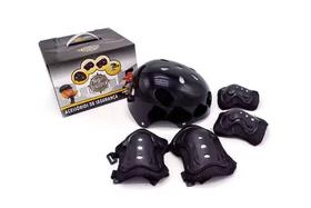 Kit de Proteção Capacete Infantil Preto Turma Da Aventura