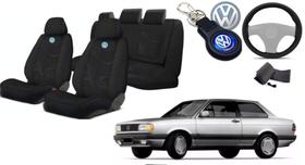 Kit de Proteção Completa VW: Capas de Tecido, Capa de Volante e Chaveiro Voyage 1984-1996