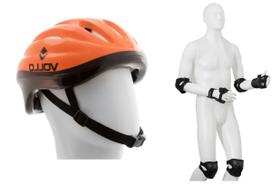Kit de Proteção Esportivo e Capacete Laranja Patins, Skate Vollo