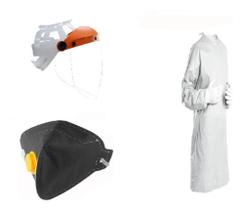 Kit De Proteção Hospitalar Avental + Mascara PFF2 + Face Shield