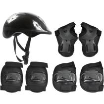 Kit de Proteção Infantil 4 Peças com Capacete Joelheiras Cotoveleiras Munhequeiras Preto DM Toys Kit de Proteção Infantil 4 Peças com Capacete Joelheiras Cotoveleiras Munhequeiras Preto DM Toys