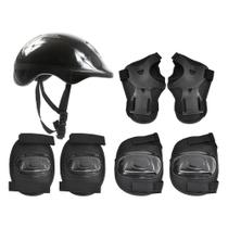 Kit de Proteção Infantil Capacete Cotoveleira Joelheira Cor Preto DM Radical Kit de Proteção Infantil Capacete Cotoveleira Joelheira Cor Preto DM Radical