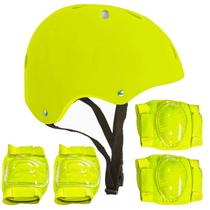 Kit De Proteção Infantil Capacete Joelheira E Cotoveleira Verde
