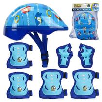 Kit de Proteção Infantil do Sonic Capacete para Patins Skate Bicicleta Azul - BBR Toys