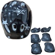 Kit De Proteção Infantil P/ Skate Bike Patins Monster Modelo Cor:Preto Estrelas