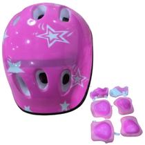 Kit De Proteção Infantil P/ Skate Bike Patins Monster Modelo Cor:Rosa estrelas