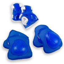 Kit De Proteção Joelheira Infantil Azul 6 Peças Skste Cotoveleira Com Protetor De Punho Ajustável - Mimo Style