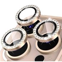 Kit de Proteção para Lentes Brilho Strass de Celular Compatível com iPhone 11 ao 17 Pro Max